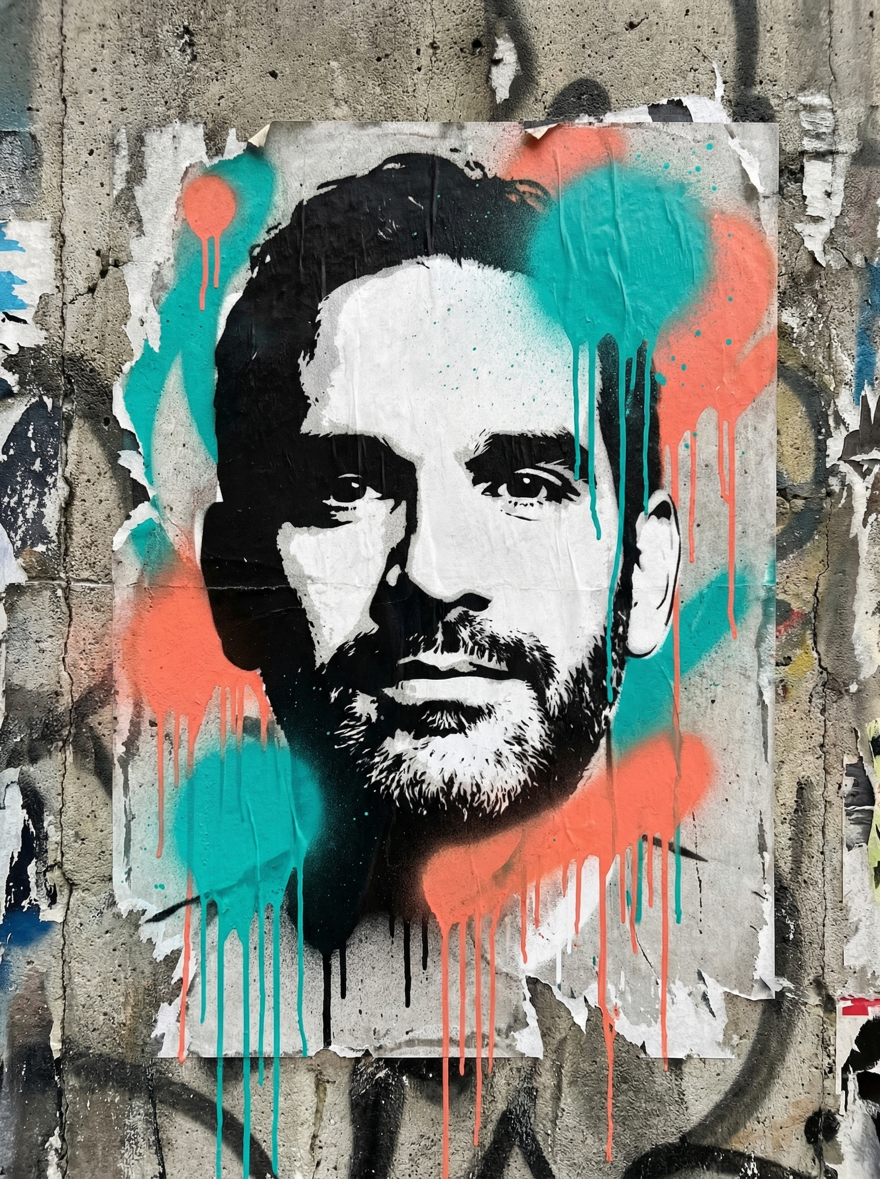 Carlos M. Garcia Jr. — Banksy-style stencil street art portrait